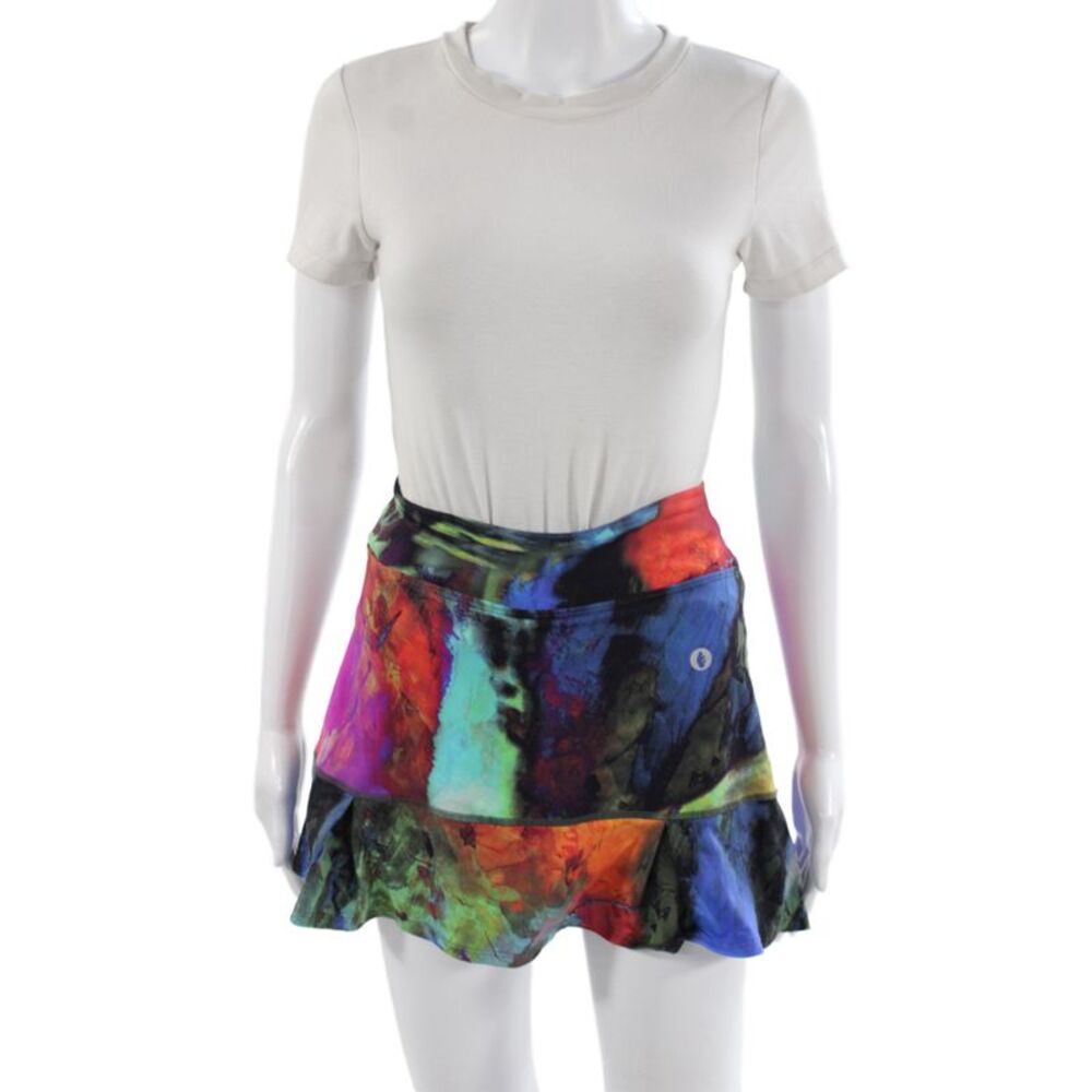 Dona Jo Womens Athletic Multicolor Batik Pull On Skort Short Size 1